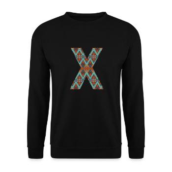 Letter X- boho design, Colorful monogram - Unisex Sweatshirt - black - Front - Alina (178cm) & Michal (187cm)