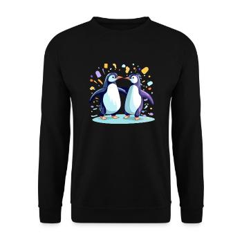 Iki and biki the penguins - Unisex Sweatshirt - black - Front - Alina (178cm) & Michal (187cm)