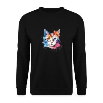 Chat muticolore - Sweat-shirt Unisexe - noir - Devant - Alina (178cm) & Michal (187cm)