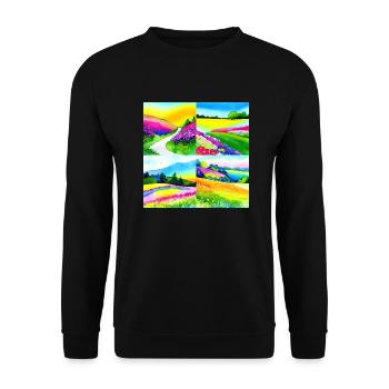 Verzaubernde Wiesen - Nachhaltige Kollektion - Unisex Pullover - Schwarz - Vorne - Alina (178cm) & Michal (187cm)