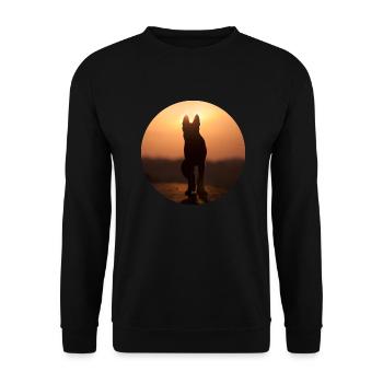 Deutscher Schäferhund / Wolf Silhouette - Unisex Pullover - Schwarz - Vorne - Alina (178cm) & Michal (187cm)