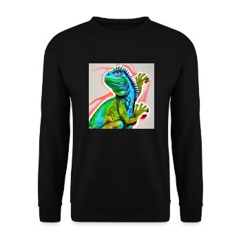Green Iguana Portrait - Unisex Sweatshirt - black - Front - Alina (178cm) & Michal (187cm)