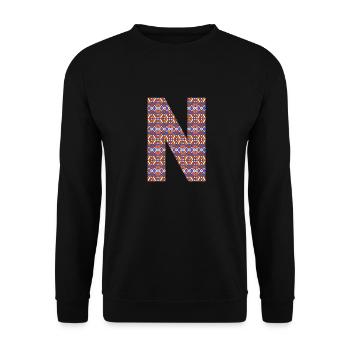 Monogram Letter N- geometric pattern - Unisex Sweatshirt - black - Front - Alina (178cm) & Michal (187cm)