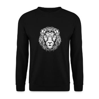 Löwe Löwenkopf Raubtier - Unisex Pullover - Schwarz - Vorne - Alina (178cm) & Michal (187cm)