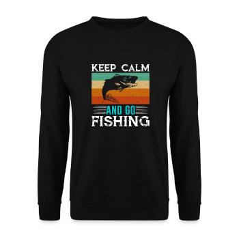 Keep Calm and go Fishing - Unisex Sweatshirt - black - Front - Alina (178cm) & Michal (187cm)