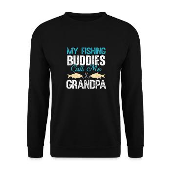 My Fishing Buddies call me Grandpa - Unisex Sweatshirt - black - Front - Alina (178cm) & Michal (187cm)