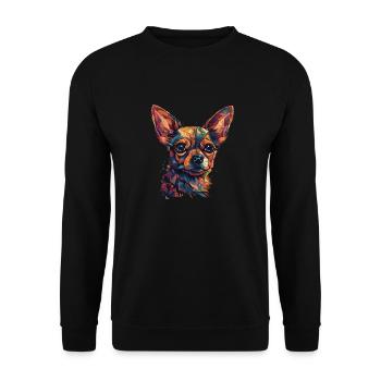 Chihuahua | Mosaik | Geometrisch | Kunst | Hund | - Unisex Pullover - Schwarz - Vorne - Alina (178cm) & Michal (187cm)