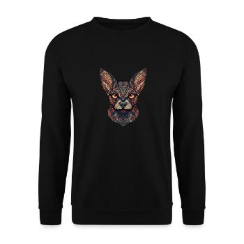 Chihuahua | Mosaik | Geometrisch | Kunst | Hund | - Unisex Pullover - Schwarz - Vorne - Alina (178cm) & Michal (187cm)