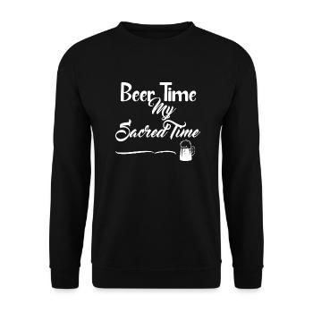 Beer Time - Design blanc pour les T-chirts foncés - Sweat-shirt Unisexe - noir - Devant - Alina (178cm) & Michal (187cm)
