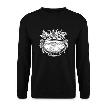 Kessel Magisch Hexe Halloween - Unisex Pullover - Schwarz - Vorne - Alina (178cm) & Michal (187cm)