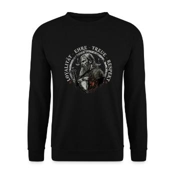 Wikinger Grundsätze, Vintage Norse Viking - Unisex Pullover - Schwarz - Vorne - Alina (178cm) & Michal (187cm)