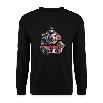 Eine Dampflokomotive ist wie eine Zeitreise - Unisex Pullover - Schwarz - Vorne - Alina (178cm) & Michal (187cm)