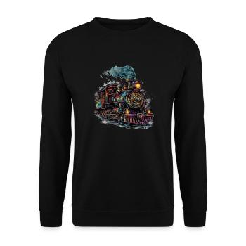 A steam locomotive, a symbol of human engineering - Unisex Sweatshirt - black - Front - Alina (178cm) & Michal (187cm)