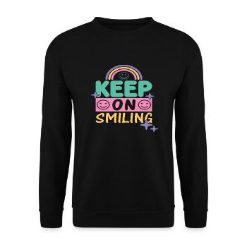 Keep On Smiling - Unisex Sweatshirt - black - Front - Alina (178cm) & Michal (187cm)