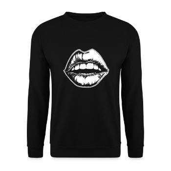 Lips, mouth, kissing lips - Unisex Sweatshirt - black - Front - Alina (178cm) & Michal (187cm)