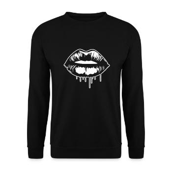 Lips, mouth, kissing lips - Unisex Sweatshirt - black - Front - Alina (178cm) & Michal (187cm)