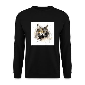 Distressed Grungy Punky Graffiti Cat X - Unisex Sweatshirt - black - Front - Alina (178cm) & Michal (187cm)