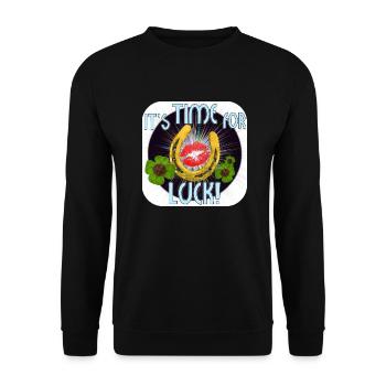 Ein Hufeisen bringt Glück! - Unisex Pullover - Schwarz - Vorne - Alina (178cm) & Michal (187cm)
