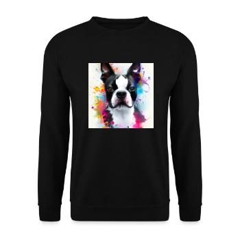 Boston Terrier Splash Art Portrait - Unisex Sweatshirt - black - Front - Alina (178cm) & Michal (187cm)