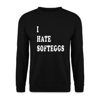 Softeggs denglish Spruch - Unisex Pullover - Schwarz - Vorne - Alina (178cm) & Michal (187cm)