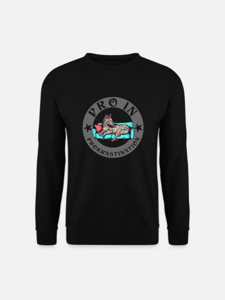 Pro in Prokrastination Einhorn Pferd ist faul - Unisex Pullover - Schwarz