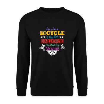 lustige Motivationsspruch für Fahrräder - Unisex Pullover - Schwarz - Vorne - Alina (178cm) & Michal (187cm)