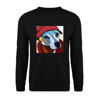Fashionable Trendy Whippet Portrait. - Unisex Sweatshirt - black - Front - Alina (178cm) & Michal (187cm)