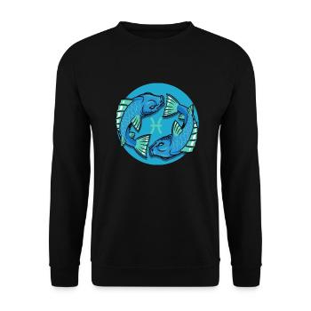 Zodiac - Star Sign - Pisces - neg - Unisex Pullover - Schwarz - Vorne - Alina (178cm) & Michal (187cm)