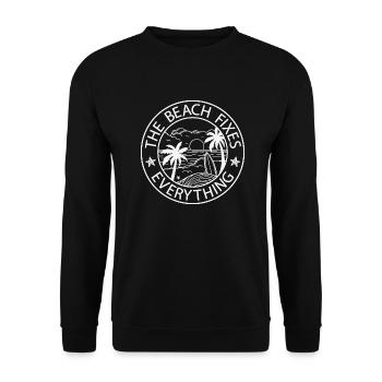 The Beach Fixes Everything - Unisex Pullover - Schwarz - Vorne - Alina (178cm) & Michal (187cm)