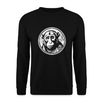 Affe Affen Affengesicht Dschungel - Unisex Pullover - Schwarz - Vorne - Alina (178cm) & Michal (187cm)