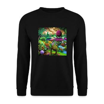Futuristischer Garten - Unisex Pullover - Schwarz - Vorne - Alina (178cm) & Michal (187cm)