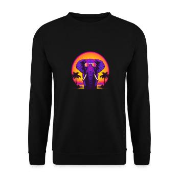 Synthwave Elephant African Sunset - Unisex Sweatshirt - black - Front - Alina (178cm) & Michal (187cm)