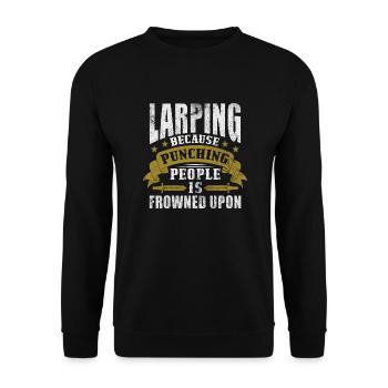 Larping because punching people is frowned upon - Unisex Sweatshirt - black - Front - Alina (178cm) & Michal (187cm)