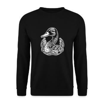 Ente Vögel Enten - Unisex Pullover - Schwarz - Vorne - Alina (178cm) & Michal (187cm)