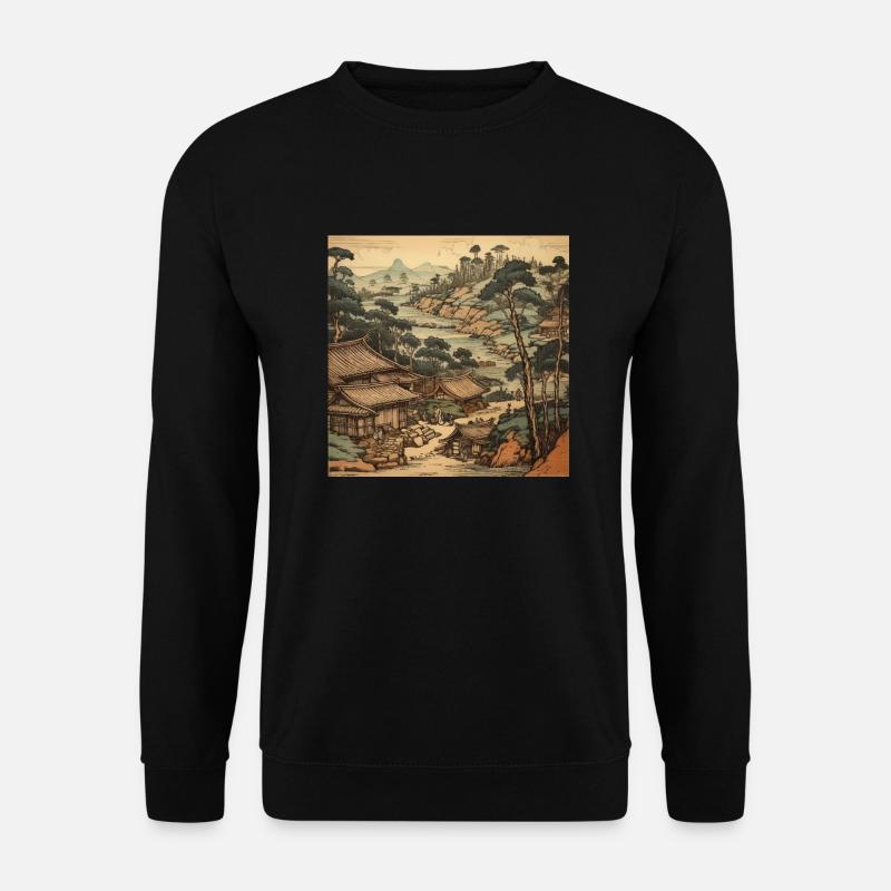 Japanisches Landschaftsmotiv - Unisex Pullover - Schwarz
