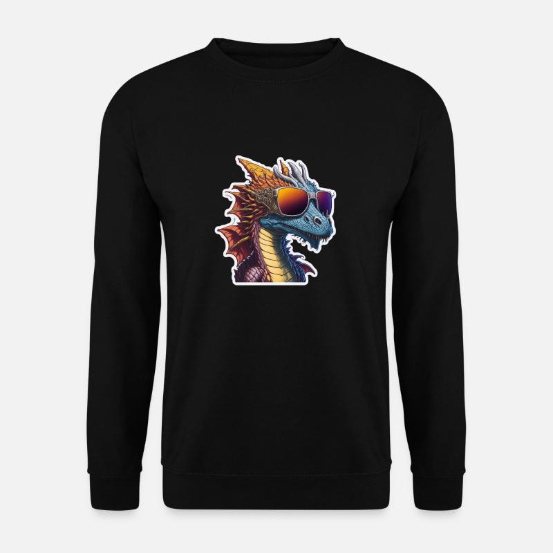 Drache Drachen mit Sonnenbrille Cool - Unisex Pullover - Schwarz