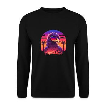 Synthwave eagle - Unisex Pullover - Schwarz - Vorne - Alina (178cm) & Michal (187cm)