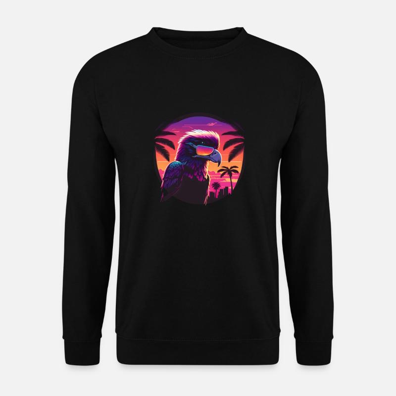 Synthwave eagle wearing sunglasses - Unisex Pullover - Schwarz