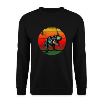 T Rex Dino dans Sunset Retro - Sweat-shirt Unisexe - noir - Devant - Alina (178cm) & Michal (187cm)