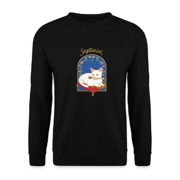 Saguittarius Zodiac Sign Cat - Unisex Pullover - Schwarz - Vorne - Alina (178cm) & Michal (187cm)