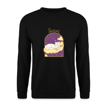 Taurus Zodiac Sign Cat - Unisex Pullover - Schwarz - Vorne - Alina (178cm) & Michal (187cm)