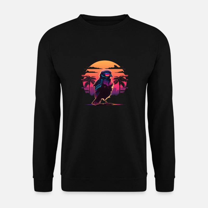 Synthwave bird sunset - Unisex Sweatshirt - black