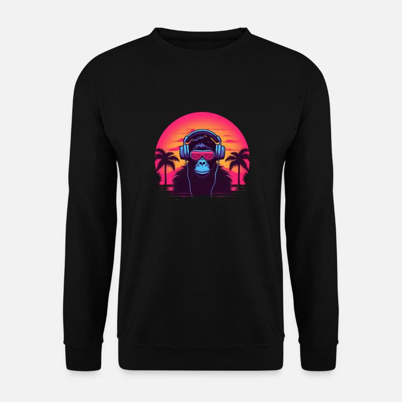 Synthwave DJ Ape - Unisex Pullover - Schwarz