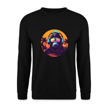 Synthwave DJ Gorilla - Unisex Sweatshirt - black - Front - Alina (178cm) & Michal (187cm)