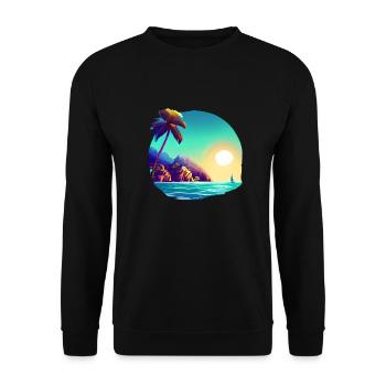 Palm Beach Summer Holiday Palm Island Sun - Unisex Sweatshirt - black - Front - Alina (178cm) & Michal (187cm)