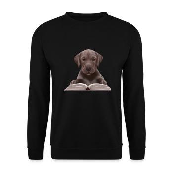 Labradorbesitzer Labrador Retriever Buch lesen - Unisex Pullover - Schwarz - Vorne - Alina (178cm) & Michal (187cm)