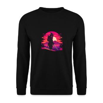 Synthwave Sci-Fi Samurai - Unisex Sweatshirt - black - Front - Alina (178cm) & Michal (187cm)