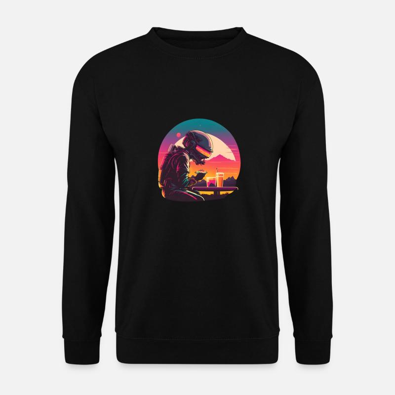 Synthwave astronaut Space dinner - Unisex Sweatshirt - black