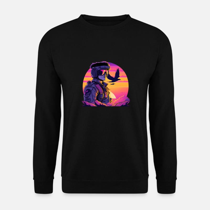 Synthwave Air-force Pilot - Unisex Sweatshirt - black
