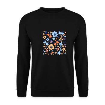 Wildblumen-Geschenkidee - Unisex Pullover - Schwarz - Vorne - Alina (178cm) & Michal (187cm)